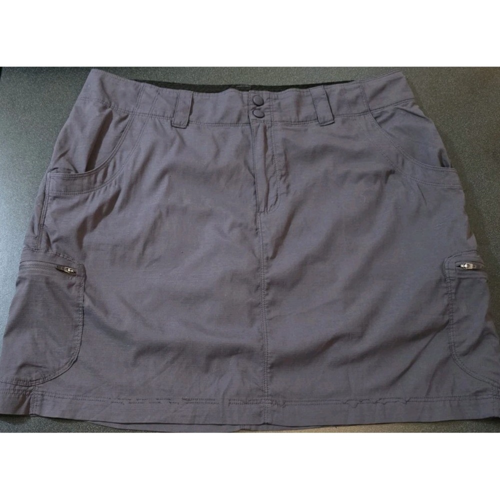 LL Bean 14‎ Gray Lightweight Nylon Cargo Pocket Trail Hiking Active Skirt Skort